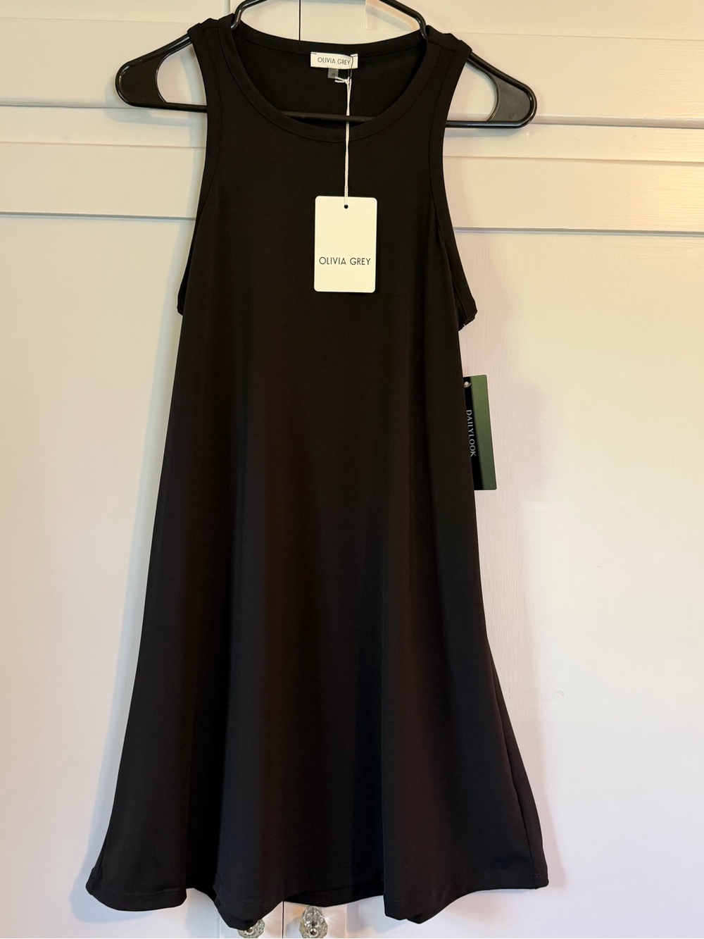 Olivia Grey Black Sleeveless A-line Midi Dress, Size XS NWT